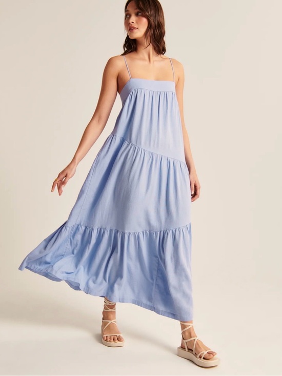 Abercrombie & Fitch Dresses & Skirts - Abercrombie tiered asymmetrical linen maxi dress  stretchy